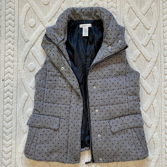 Liz Claiborne Wool Blend Polkadot Puffer Vest - Picture 2 of 5